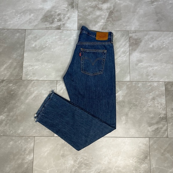 Levis 501 Womens Jeans Size 28 Vintage Pants Straight Leg Blue - Picture 11 of 12